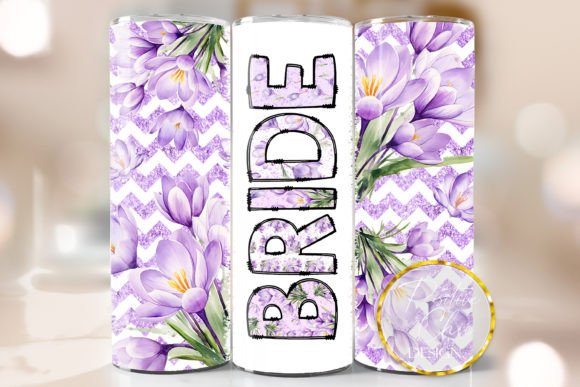 Floral Bride Skinny Tumbler Wrap PNG