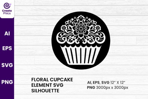 Floral Cupcake Silhouette Sublimation