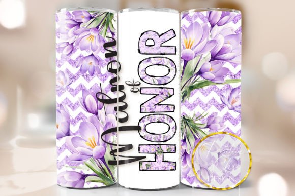 Floral Matron of Honor Tumbler Wrap PNG