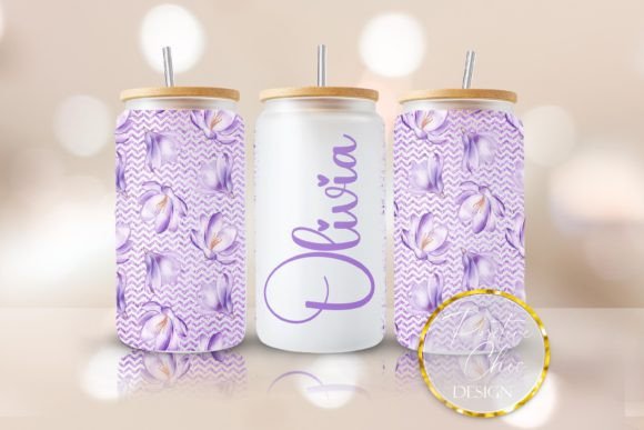 Floral Personalized Libbey Cup Wrap PNG