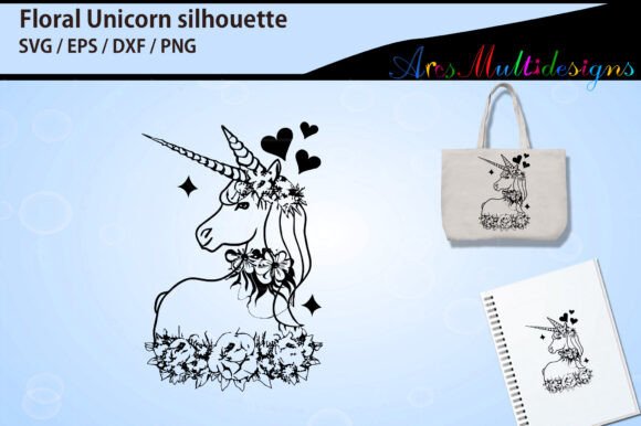 Floral Unicorn Sublimation Silhouette