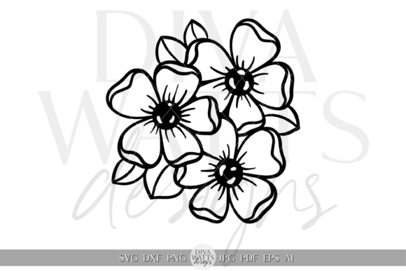 Flower Trio Silhouette Artwork SVG
