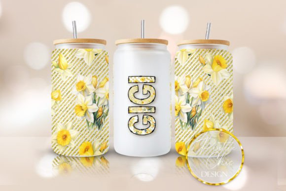 Gigi Floral Libbey Can Wrap PNG UVDTF