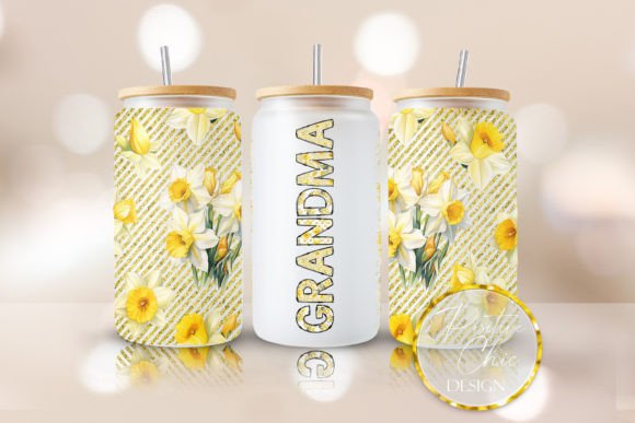 Grandma Floral Libbey Can Wrap PNG UVDTF