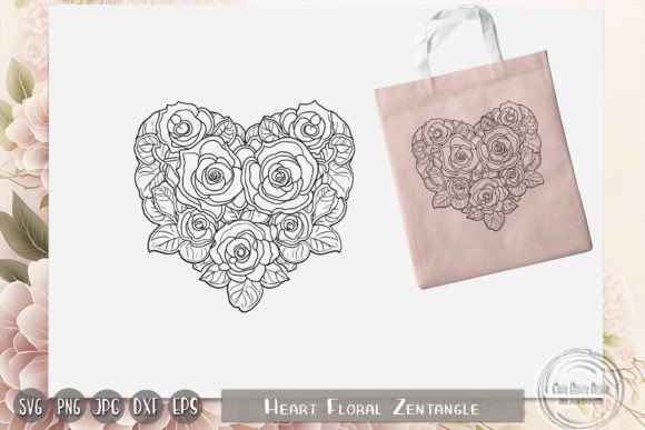 Heart Zentangle, Floral Heart, Valentine