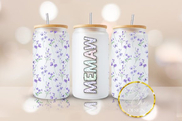 Memaw Libbey Can Wrap Floral UVDTF PNG