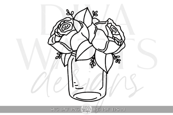 Minimalist Peonies Clipart SVG
