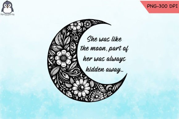 Moon Phase Floral Sublimation PNG