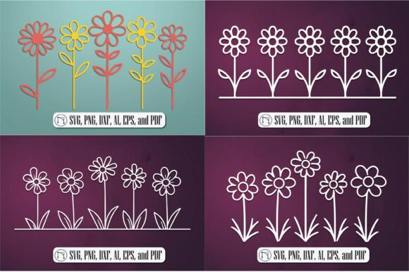Paper-cut Daisy Flowers SVG Bundle