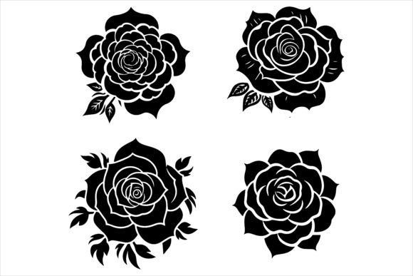 Rose Floral Bouquet Silhouette Vector