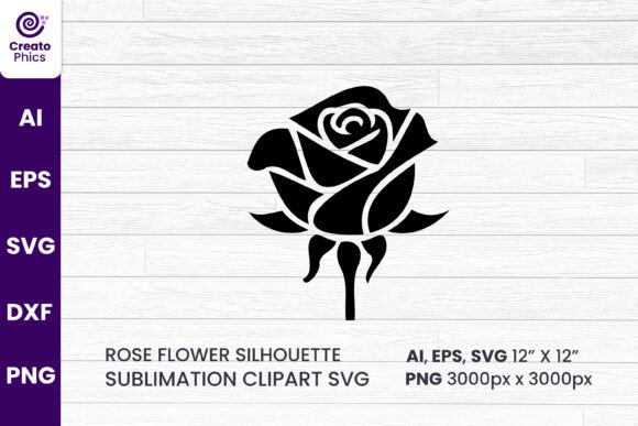 Rose Flower Silhouette Sublimation SVG
