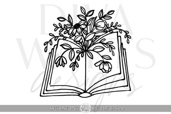 Trendy Flowers in Book Design SVG