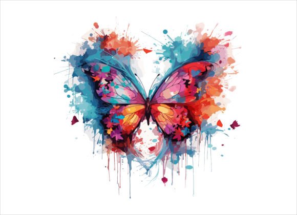 Watercolor Butterflies Floral Vector